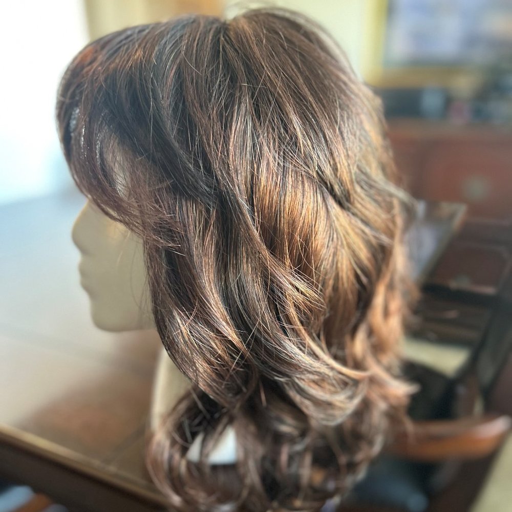 Stop Traffic by Raquel Welch/Monofilament Crown Synthetic Wig in Shaded Eggplant